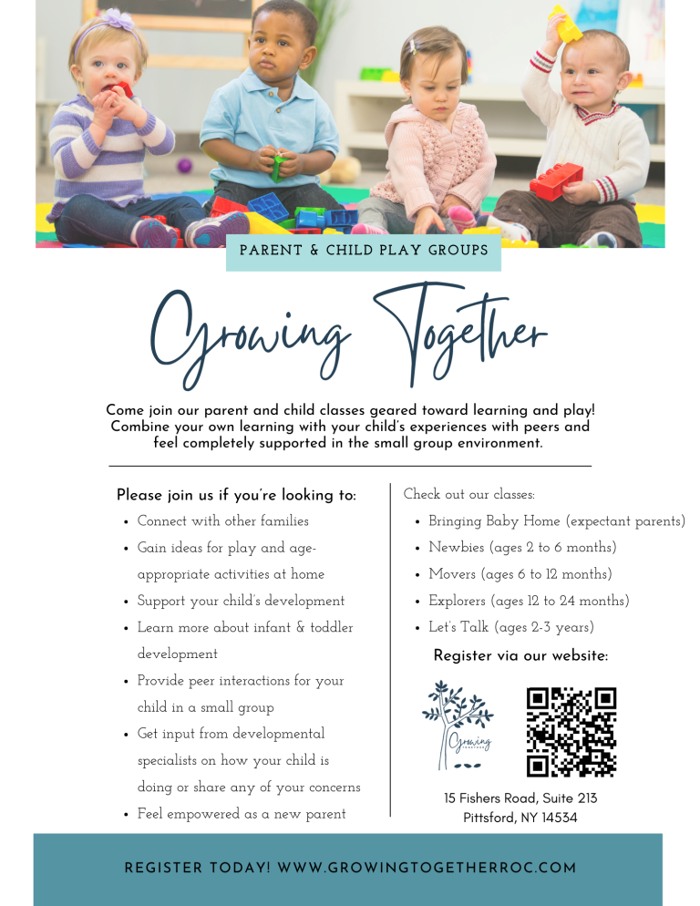 Growing Together Flyer, play groups, group services